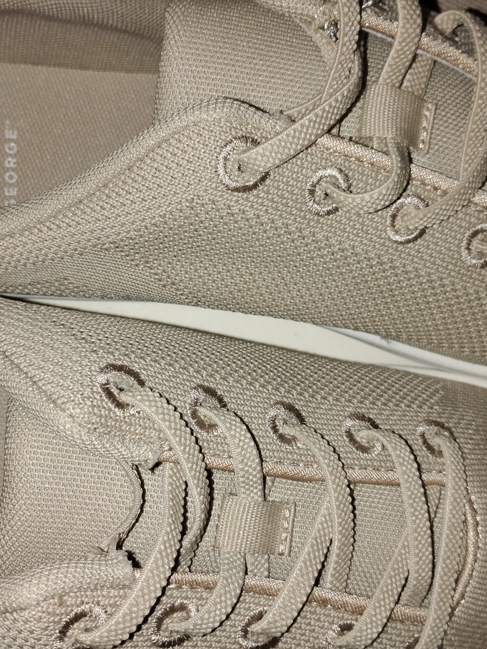 George Beige Knit Lace-Up Sneakers